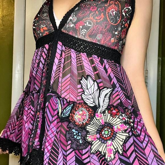 Desigual Vintage Fairy Paisley Sequin Floral Top - Picture 1 of 8